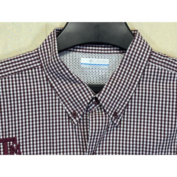 Columbia PFG Texas A&M Aggies Shirt Men's XL Maroon Plaid Super Bonehead Fishing - Picture 7 of 16